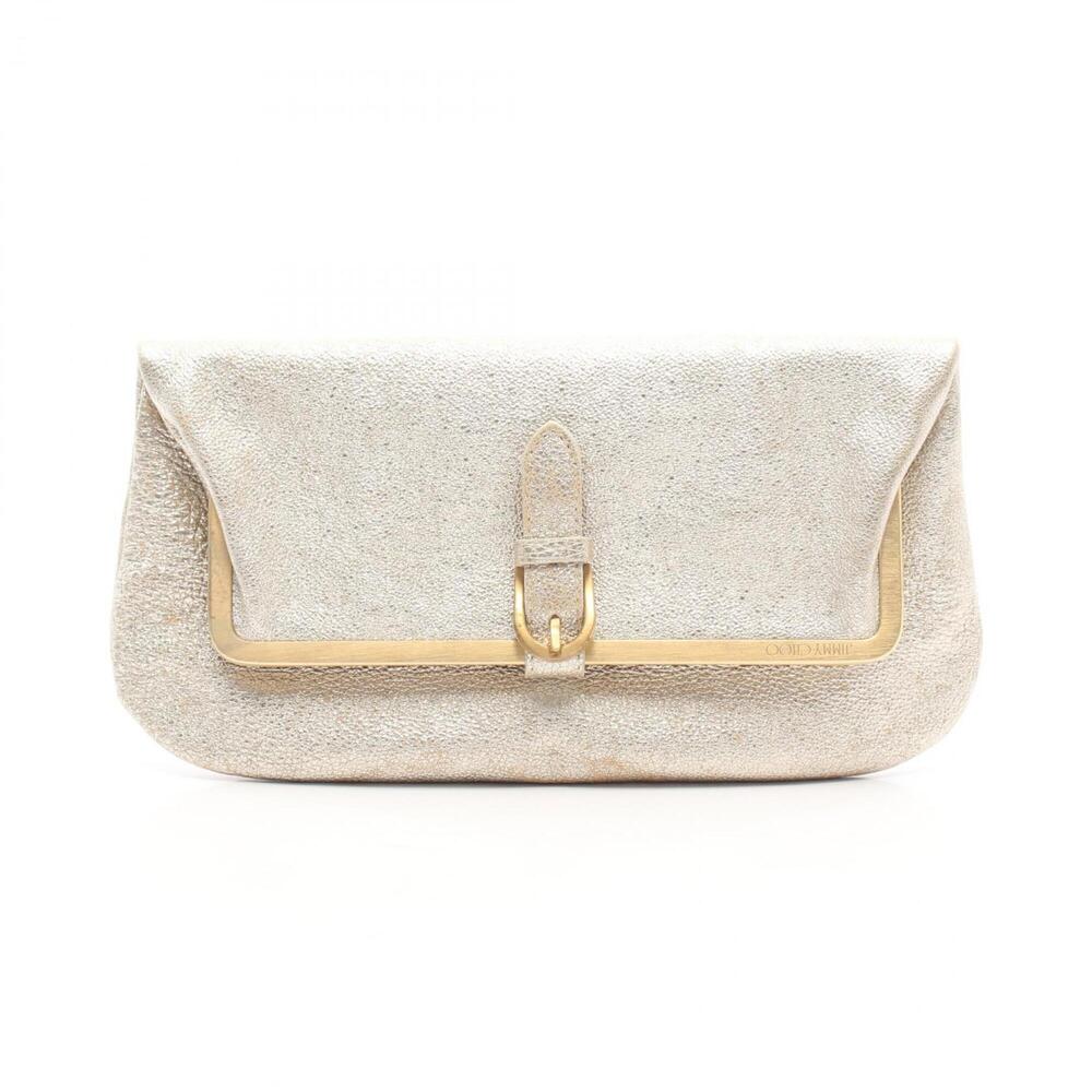 Jimmy Choo clutch bag/handbag, leather, women's, gold tone.
